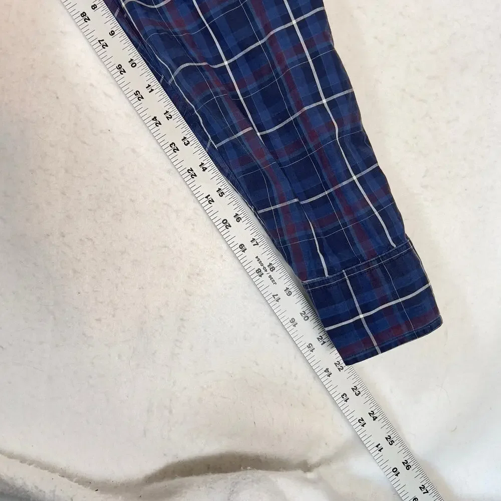 J. Crew Factory Button Down Shirt Men L Plaid Long Sleeve Light Weight Woven